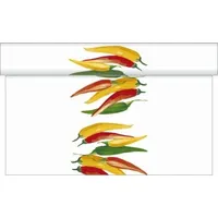 sovie HOME Tischläufer Chili aus Linclass® Airlaid, 40 cm x 4,80 m, 1 Stück, - Chili Gewürze Spicy