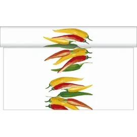 sovie HOME Tischläufer Chili aus Linclass® Airlaid, 40 cm x 4,80 m, 1 Stück, - Chili Gewürze Spicy