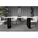 ALTDECOR Esstisch, ideal als Küchentisch oder Wohnzimmertisch, solide Konstruktion aus Möbelplatte,160x90x75 cm - Weiß Hochglanz/Schwarz - KLYN U