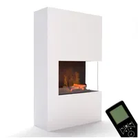 GLOW FIRE Elektrokamin Tucholsky Right Corner Wasserdampf Kamin, Elektrischer Kamin, Wasserdampfkamin mit 3D Feuer und Knisterfunktion weiß