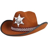Cowboyhut Sheriff Kinder braun Cowboy Cowgirl Hut Karneval Kostüm Verkleidung