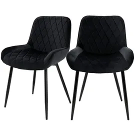 ML-Design Esszimmerstuhl Samt schwarz 2er Set