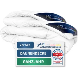 AM Qualitätsmatratzen Premium Ganzjahres Daunen Bettdecke Weiß, Textil, Uni, Füllung: Rechteckig, 140x200 cm, Oeko-Tex® Standard 100% Schlaftextilien, Bettdecken
