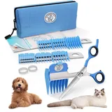 Scaredy Cut Silent Pet Grooming Kit für die Fellpflege von Hunden, Katzen und Allen Haustieren – eine leise Alternative zu elektrischen Schermaschinen für empfindliche Haustiere (Rechtshänder-Blau)