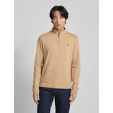 Sweatshirt mit kurzem Reißverschluss, Camel, L