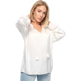 pm selected Damen Schlupfbluse Romantische Business Satin Bluse mit Rüschenkragen in Einheitsgröße PM06