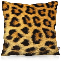 Kissenbezug, VOID, Zier-Kissen Leopardenfell Leopard Outdoor Leo katze fell wildkatze bunt 80 cm x 80 cm