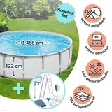 Polygroup Summer Waves Elite Frame Pool Set Ø488x122cm ultraweiß|BLAU No Size