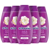 Schauma Schwarzkopf Aufbau-Shampoo Kraft & Vitalität (5x 400 ml), Haarshampoo kräftigt die Haarstruktur, Aufbau-Shampoo für feines oder schwaches Haar, mit Baobab-Öl & Biotin