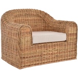 Krines Home Relaxsessel Rattansessel Breiter Wohnzimmer Sessel aus echtem Rattan Thronsessel, Bequem beige