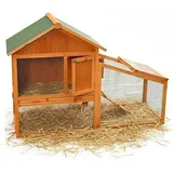 Mucola Hasenstall Holz zweistöckig 145x65x100cm – Kaninchenstall mit Freilauf und Edelstahl-Schublade, Rampe mit Antirutsch, verriegelbare Türen | Kleintierstall wetterfest für Kaninchen und Hasen