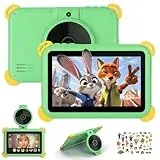Laptok Kinder Tablet 7 Zoll Android 15, 20GB RAM 64GB ROM (1TB Erweiterbar), Penta-Core, WiFi 6, BT5.4, Widevine L1, KI Kamera&Lernfunktionen, Elternkontrolle, Kids Tablet mit Eva Hülle & OTG, Grün