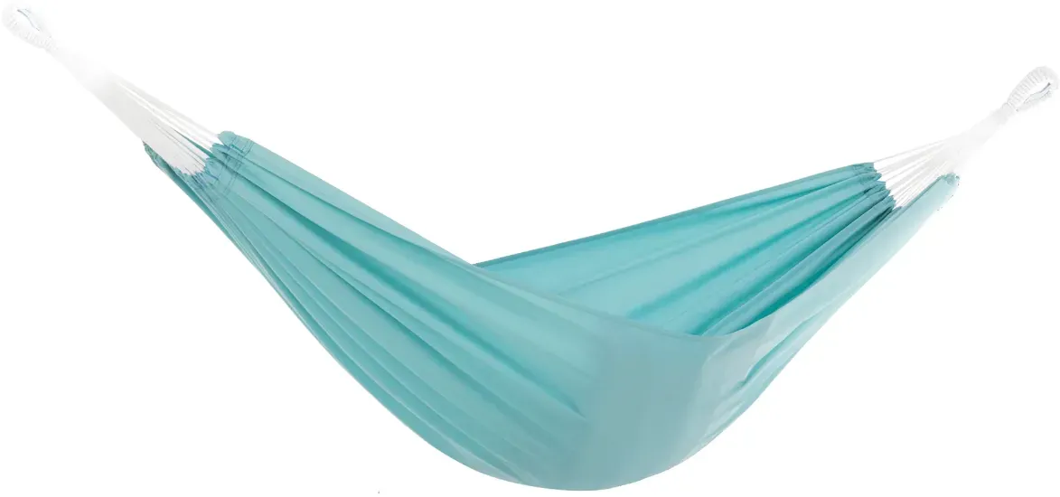 Doppelte Hängematte 366 x 137 cm Aqua Polyester für 2 Personen – VIVERE – Belastbar bis 204 kg, schnell trocknend, Outdoor geeignet