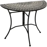 DEGAMO Wandtisch SIENA halbrund 90x45cm, Eisen - Mosaik grau