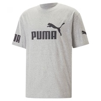 Puma Herren Power Colorblock Tee T-Shirt, Grau-Light Gray Heather, S