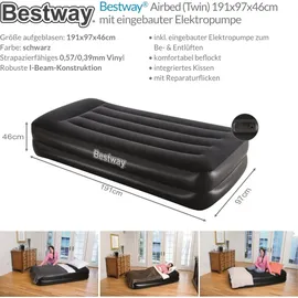 BESTWAY Velours-Single-Gästebett 97 x 191 cm - Schwarz