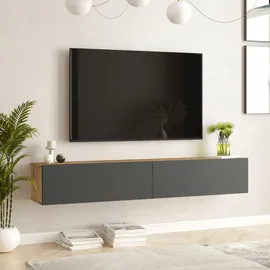 [en.casa] Lapinlahti TV-Lowboard 180 x 29,5 x 31,5 cm Anthrazit/Eiche Holz
