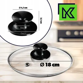 Kadax Topfdeckel, Universaldeckel aus Glas mit Schwarzmatt griff, 16 cm