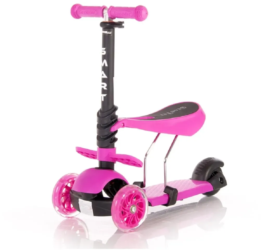 Lorelli Kinderroller Laufrad 2 in 1 Smart PU Räder leuchten klappbar verstellbar pink Graffiti