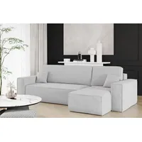 Kaiser Möbel Ecksofa mit schlaffunktion und bettkasten, Sofa L-form, Couch L-form BEST Dicker Cord Grau Rechts - Grau