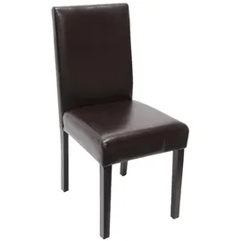 Mendler 2er-Set Esszimmerstuhl Stuhl Küchenstuhl Littau ~ Kunstleder, braun, dunkle Beine