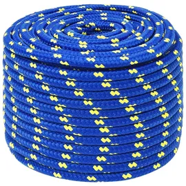 vidaXL Bootsseil Ankerleine Festmacher Tauwerk PP Leine Seil Tau Polypropylenseil Geflochten Flechtleine Blau 14mm 25m Polypropylen