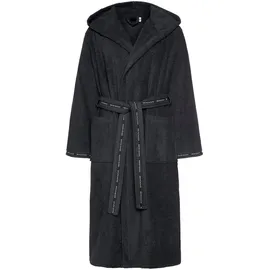 Bruno Banani Herrenbademantel BRUNO BANANI "Danny, Normallänge & Überlänge, auch in extra lang, Hotelbademantel" Gr. L, grau (anthrazit), L:125cm, Walkfrottee, Hausmäntel, mit Logostreifen, Herren Bademantel aus 100% Baumwolle, S-4XL