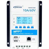 EPEVER® Triron 1206N MPPT Solarladeregler Charge Controller 10A, automatische Erkennung 12/24V max. PV-Eingangsspannung 60V