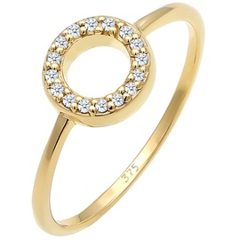 Elli DIAMONDS Kreis Geo Diamant Verlobung 0.08 ct. 375 Gelbgold Ringe Damen