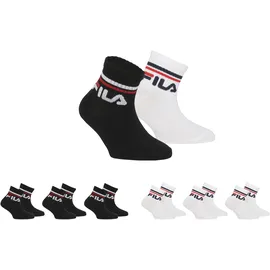 Fila Kurzsocken FILA "JUNIOR UNISEX QUARTER PLAIN SOCKS", Damen, Gr. 27-30, schwarz-weiß (schwarz, weiß), Baumwollmischung, unifarben, normal, Socken, mit eingestricktem Logo im Bündchen, Kindersocken
