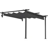 Outsunny - Terrassendach Pergola ca. 3x3m Terrassendachung, Garten Pavillon aus Aluminium, Wandmontage, Gartenpavillon mit Verstellbares Dach, Sonnenschutz für