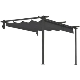 Outsunny - Terrassendach Pergola ca. 3x3m Terrassendachung, Garten Pavillon aus Aluminium, Wandmontage, Gartenpavillon mit Verstellbares Dach, Sonnenschutz für