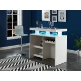 vente-unique LED Hausbar - Hochglanz - MDF - Weiß - FABIO