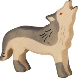 Holztiger Tierfigur HOLZTIGER Wolf aus Holz - heulend
