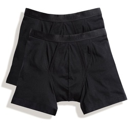 Fruit of the Loom Classic Boxer, Klassisch geschnittene Shorts mit längerem Bein im 2er Pack, schwarz, S