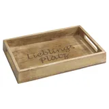 CASANOVA casa NOVA Deko-Tablett HENRIETTA, Braun - 48 x 12,5 cm - Mangoholz - mit Schriftzug