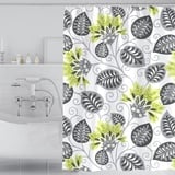 GONOVE Duschvorhang für Badezimmer 240 x 200 cm Schimmelresistent Dicke Polyester Stoff Blumen Duschvorhang Liner Wasserdichter langer Badevorhang mit Haken, waschbar und gewogen Saum