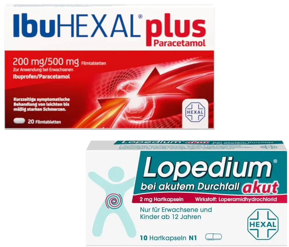 Lopedium akut Doppelpack & IbuHEXAL plus Paracetamol 200 mg 1 Sparset