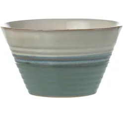 Schale - Müslischale - Schüssel - Steingut - D: 12,6cm - 350ml - weiß/grün