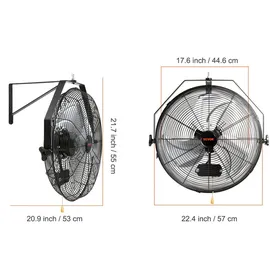 Vevor 57 cm Wandventilator Schwarz