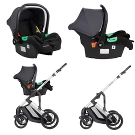 KIKKABOO Kinderwagen Darling 3 in 1 Sportsitz Tragetasche Autositz Wickeltasche grau gemustert
