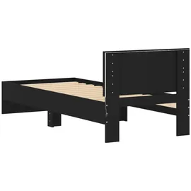 vidaXL Bettgestell mit Kopfteil und LED-Leuchten Schwarz 90x200 cm
