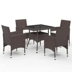 vidaXL 5-tlg. Garten-Essgruppe Poly Rattan und Glas Garten : Farbe - Braun