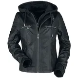 Black Premium by EMP Damen schwarze Kunstlederjacke im Biker-Style XXL - XXL