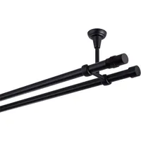 MDEKOR Gardinenstange schwarz 120 cm 2-läufig 19 mm aus Metall Deckenbefestigung Zylinder