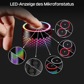 HyperX QuadCast 2 S USB-Mikrofon, RGB-Beleuchtung, 32-Bit/192 kHz Audio, vier Richtcharakteristiken, Tap-to-Mute-Sensor, Multifunktionsknopf, abnehmbare Dämpferhalterung, NGENUITY-kompatibel, Schwarz