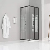 iflair MOG Eckdusche mit Schiebetüren rechts 80 x 190 cm Schwarz Sicherheitsglas DK79