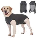 Axcimond Hundebody Nach Op Leckschutz Op Body Hund Kastration Hündin Rüde Medical Pet Shirt Hund Einteiler Wundschutzanzüge für Hunde Mit Klettverschluss Alternativen zu Kegel und Halskrause Grau XXS