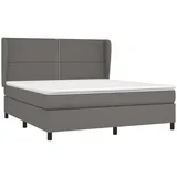 vidaXL Boxspringbett mit Matratze Grau 160x200 cm Kunstleder