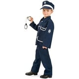 KarnevalsTeufel Kinderkostüm "Polizist Petersen" 2-tlg. mit Mütze Polizei-Uniform dunkelblau, Fasching, Karneval, Mottoparty (116)